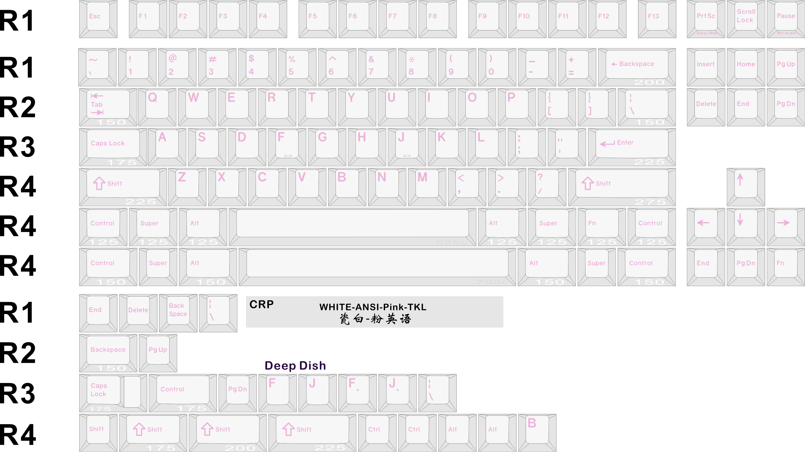 CRP R6 White Pink Purple Keycaps